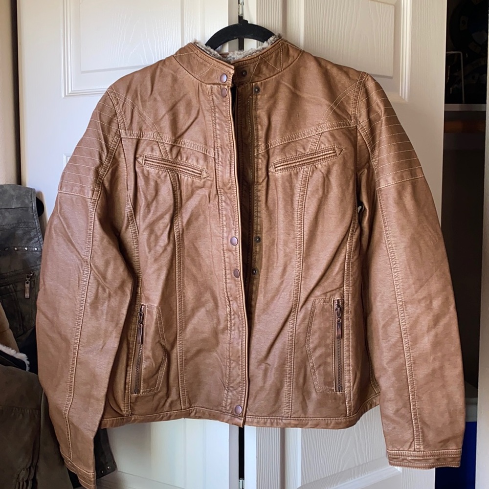 Brown faux leather jacket